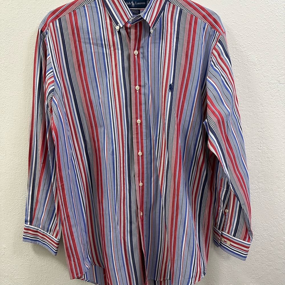 Ralph Lauren‎ Men's Striped Shirt - Red, Blue, White, Size 15 1/2, 32/33
